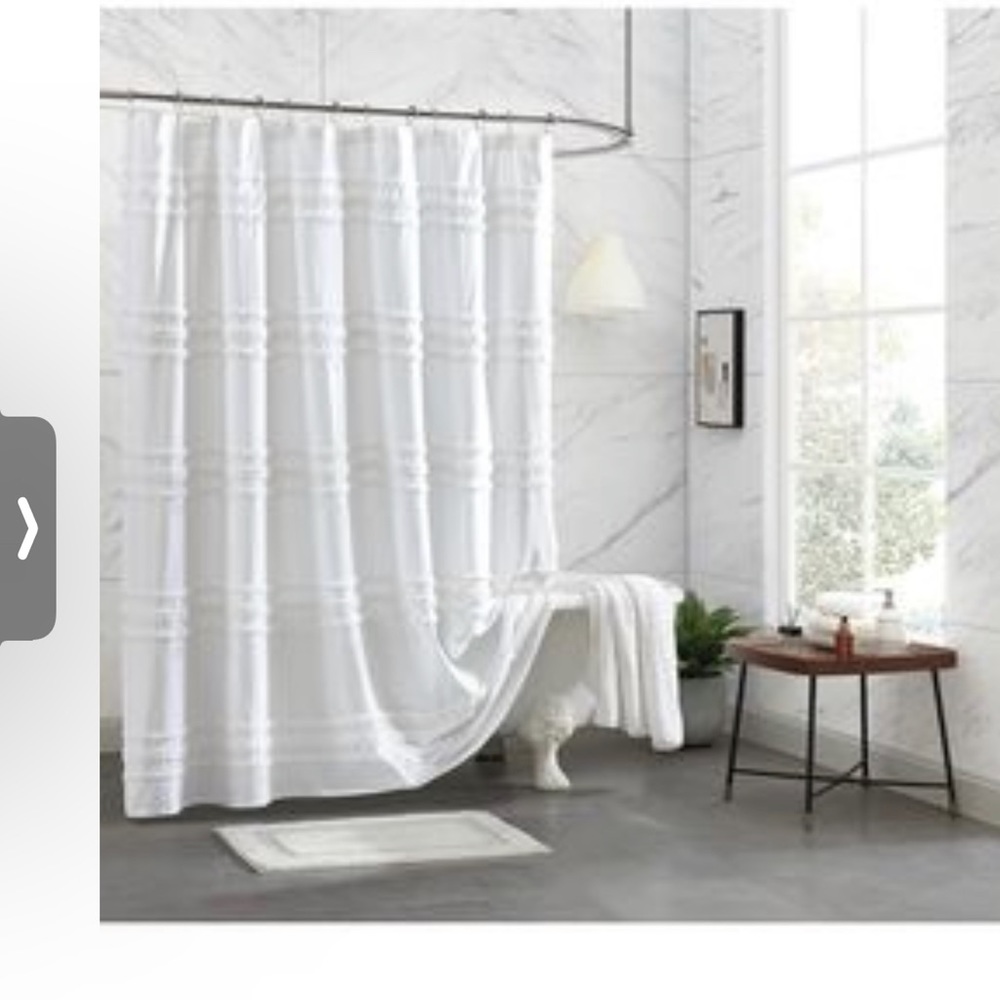 100% Cotton Dkny Chenille Stripe Shower Curtain in White
